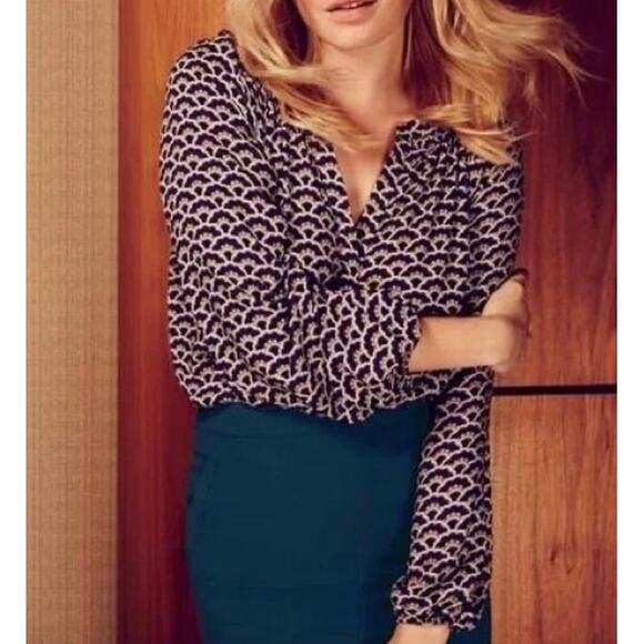 Boden Dolly Split V Neck Printed Floral Long Sleeve Blouse Womens Spring Purple - Picture 4 of 8